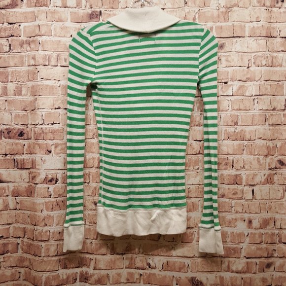 American Eagle Outfitters Green-White Striped Sweater SP - Picture 4 of 7